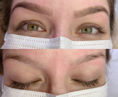 Antes e depois de design de sobrancelhas com henna